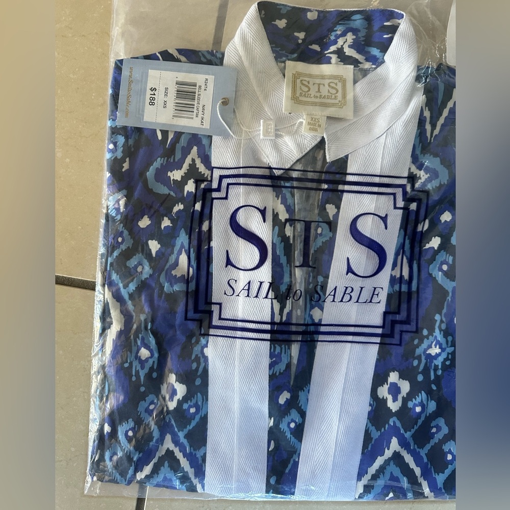 NWT Sail to Sable Blue Bell Sleeve Caftan Dress - Picture 6 of 6
